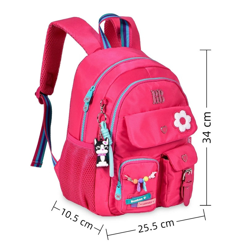 Clio x rebecca bonbon youth school backpack women 13 inches – waterproof, two main compartments with zipper three small pockets, sweet modern aesthetic style, university and travel, perfect for a gift, unisex