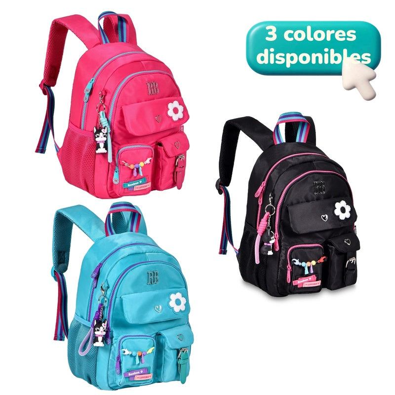 Clio x rebecca bonbon youth school backpack women 13 inches – waterproof, two main compartments with zipper three small pockets, sweet modern aesthetic style, university and travel, perfect for a gift, unisex