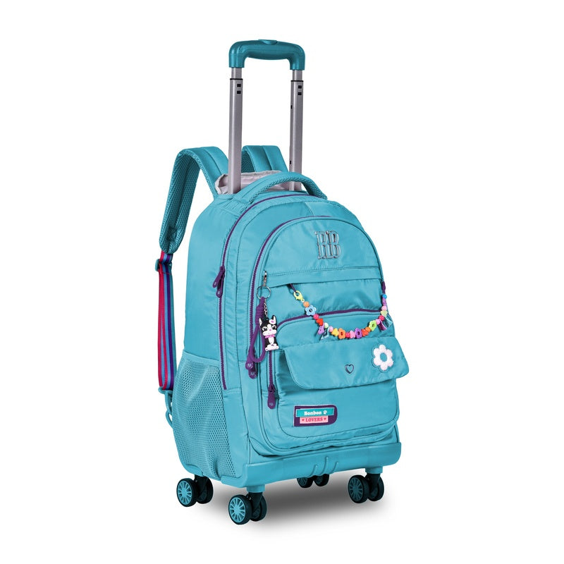 Clio x rebecca bonbon school backpack wheels – large capacity, waterproof, compartment with fastening band, sweet and modern aesthetic style, ideal as university or travel bag, original high quality, perfect for a gift, unisex