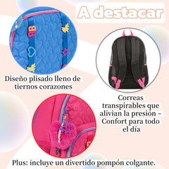 Clio x rebecca bonbon youth school backpack women - large capacity, waterproof, sweet and modern aesthetic style, ideal as university or travel bag, original high quality, perfect for a gift, unisex